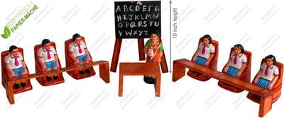 UNIKK School Set 25 cm Height of 11 Pieces Made of Eco Friendly Paper Mache Multicolor UNIKK School Set 25 cm Height of 11 Pieces Made of Eco Friendly Paper Mache Multicolor