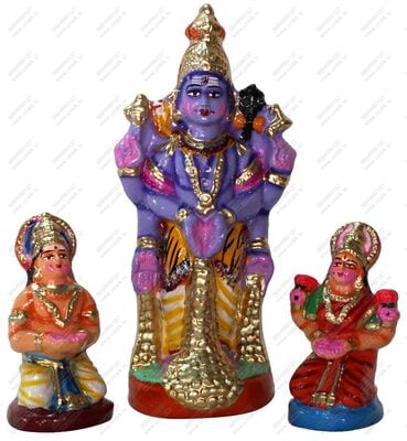 UNIKK Iswarya Kuberan Set 34 cm Height of 3 Pieces Made of Eco Friendly Paper Mache Multicolor