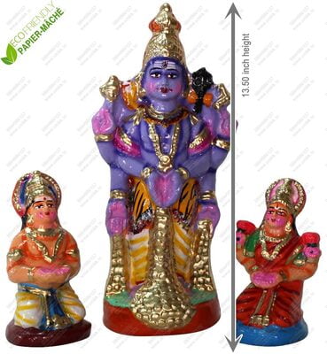 UNIKK Iswarya Kuberan Set 34 cm Height of 3 Pieces Made of Eco Friendly Paper Mache Multicolor