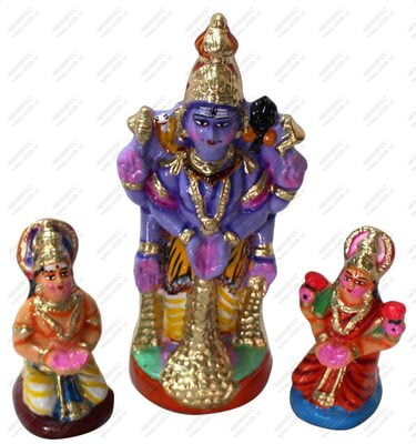 UNIKK Iswarya Kuberan Set 34 cm Height of 3 Pieces Made of Eco Friendly Paper Mache Multicolor