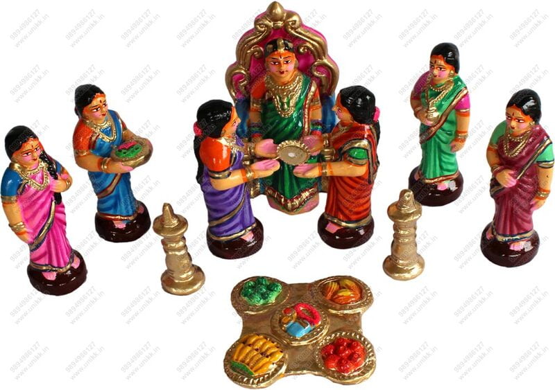 UNIKK Seemantham Set 17 cm Height of 11 Pieces Made of Eco Friendly Paper Mache Multicolor UNIKK Seemantham Set 17 cm Height of 11 Pieces Made of Eco Friendly Paper Mache Multicolor