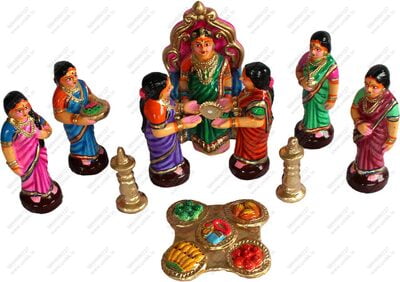 UNIKK Seemantham Set 17 cm Height of 11 Pieces Made of Eco Friendly Paper Mache Multicolor UNIKK Seemantham Set 17 cm Height of 11 Pieces Made of Eco Friendly Paper Mache Multicolor