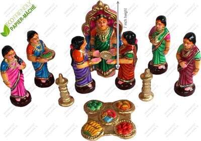 UNIKK Seemantham Set 17 cm Height of 11 Pieces Made of Eco Friendly Paper Mache Multicolor UNIKK Seemantham Set 17 cm Height of 11 Pieces Made of Eco Friendly Paper Mache Multicolor