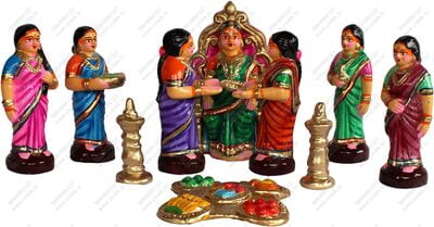 UNIKK Seemantham Set 17 cm Height of 11 Pieces Made of Eco Friendly Paper Mache Multicolor UNIKK Seemantham Set 17 cm Height of 11 Pieces Made of Eco Friendly Paper Mache Multicolor
