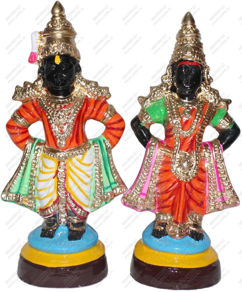 UNIKK Panduranga and Rukmini Set 34 cm Height of 2 Pieces Made of Paper Mache Multicolor UNIKK Panduranga and Rukmini Set 34 cm Height of 2 Pieces Made of Paper Mache Multicolor