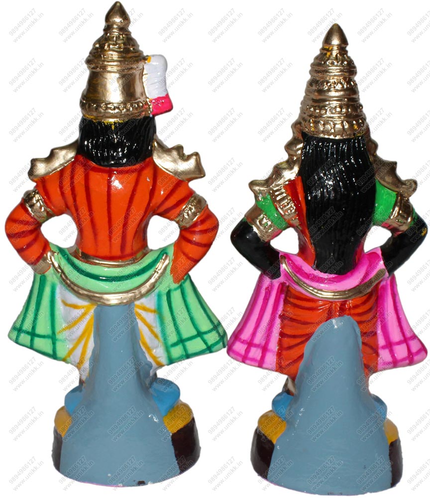 UNIKK Panduranga and Rukmini Set 34 cm Height of 2 Pieces Made of Paper Mache Multicolor