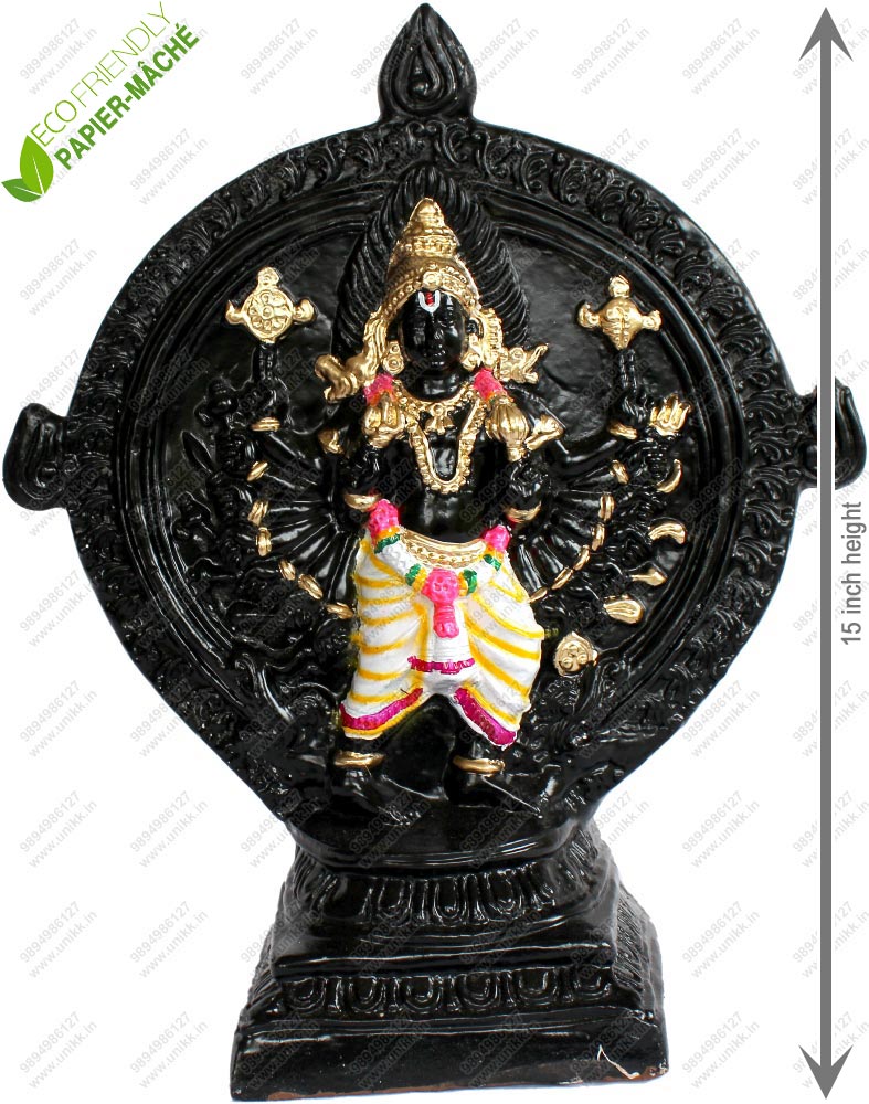 UNIKK Chakrathazhwar 38 cm Height Made of Eco Friendly Paper Mache Multicolor UNIKK Chakrathazhwar 38 cm Height Made of Eco Friendly Paper Mache Multicolor