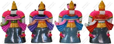 UNIKK 4 Vedam Set 27 cm Height of 4 Pieces Made of Eco Friendly Paper Mache Multicolor