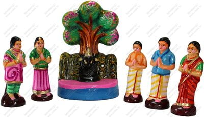 UNIKK Arasamaram Pillayar Koil Set 25 cm Height of 6 Pieces Made of Paper Mache Multicolor UNIKK Arasamaram Pillayar Koil Set 25 cm Height of 6 Pieces Made of Paper Mache Multicolor