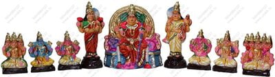 UNIKK Lalitha Devi Set 24 cm Height of 9 Pieces Made of Eco Friendly Paper Mache Multicolor