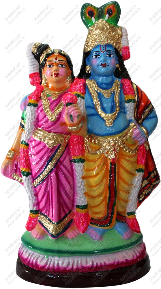 UNIKK Radha Krishna 34 cm Height Made of Eco Friendly Paper Mache Multicolor