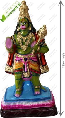 UNIKK Blessing Hanuman 30 cm Height Made of Eco Friendly Paper Mache Multicolor